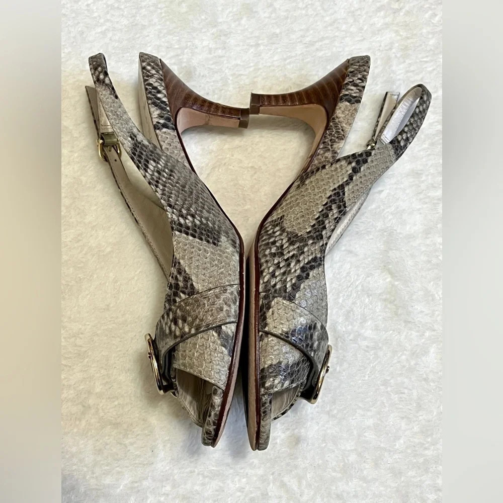 Cole Haan Leather Python Buckle Slingback Heels - 7.5 - Picture 4 of 12